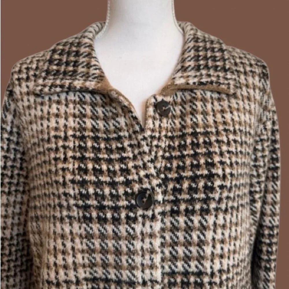 J. Jill Brown and Black Houndstooth Sweater Jacket XL